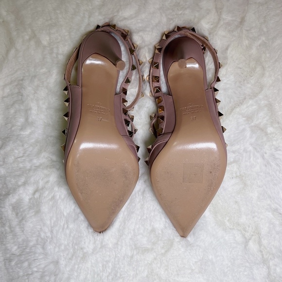 ❤️SOLD❤️Valentino rockstud smooth leather slingbacks pumps 37 - Picture 5 of 11
